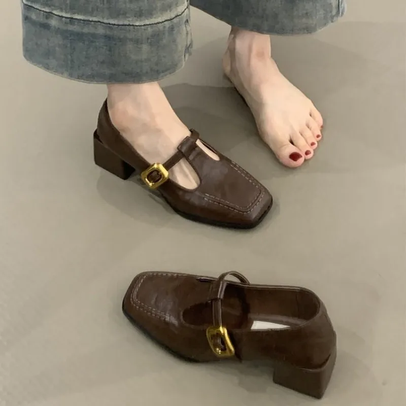 รองเท้าแมรี่เจนหัวเหลี่ยมสายรั - Women'S Shoes บทวิจารณ์และราคา
