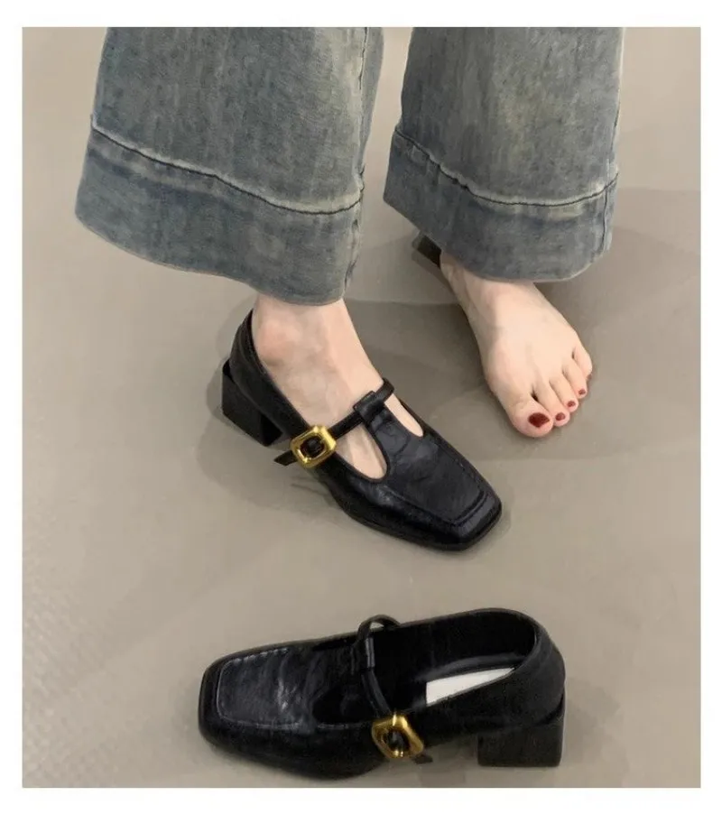 รองเท้าแมรี่เจนหัวเหลี่ยมสายรั - Women'S Shoes บทวิจารณ์และราคา