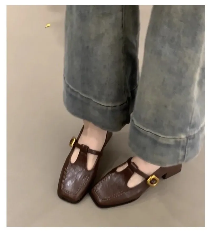 รองเท้าแมรี่เจนหัวเหลี่ยมสายรั - Women'S Shoes บทวิจารณ์และราคา