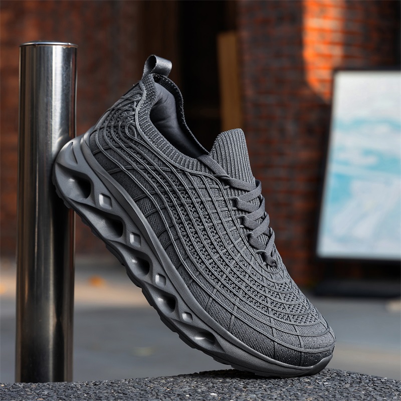 รองเท้าเดินสำหรับผู้ป่วยเบาหวา - Knit Fabric Lace Up Sneakers บทวิจารณ์และราคา