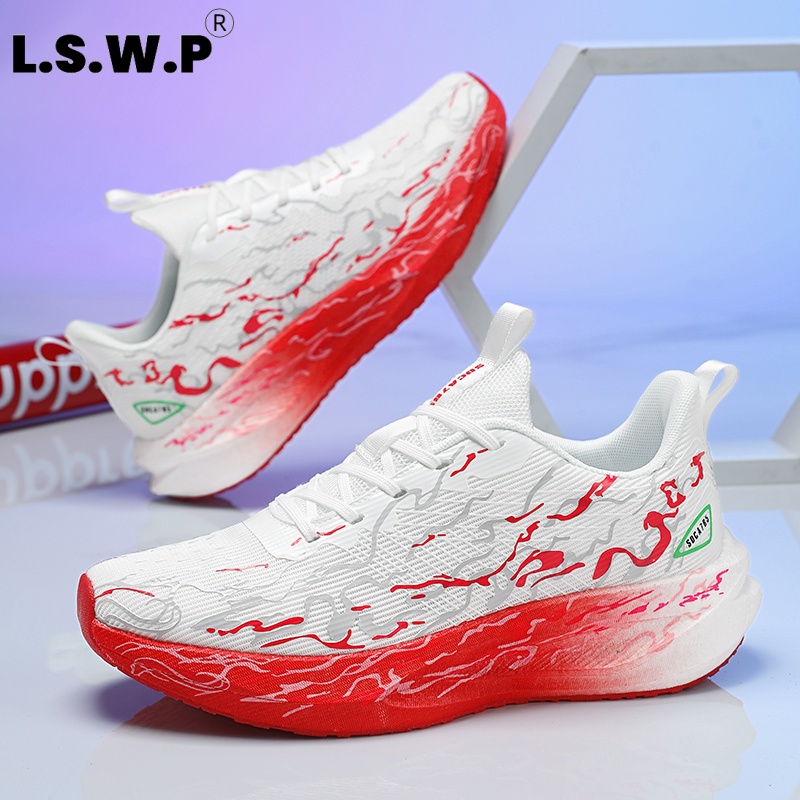 รองเท้าผ้าใบสำหรับผู้หญิง นุ่ม - Knit Fabric Lace Up Sneakers บทวิจารณ์และราคา