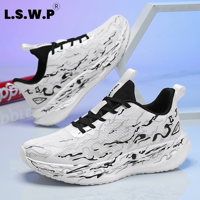 รองเท้าผ้าใบสำหรับผู้หญิง นุ่ม - Knit Fabric Lace Up Sneakers บทวิจารณ์และราคา