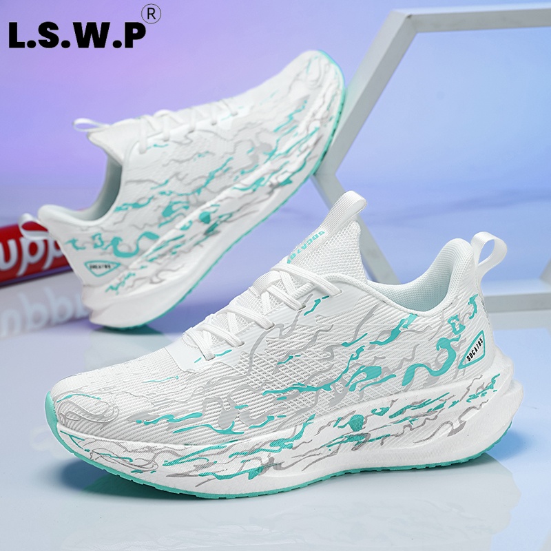 รองเท้าผ้าใบสำหรับผู้หญิง นุ่ม - Knit Fabric Lace Up Sneakers บทวิจารณ์และราคา