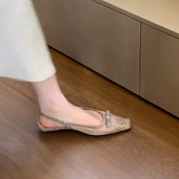 รองเท้าส้นเตี้ยแบบสวมประดับโบว - Sandals บทวิจารณ์และราคา