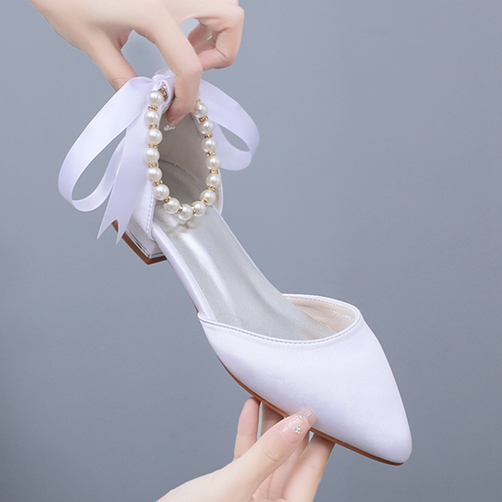 รองเท้าแต่งงานเจ้าสาวส้นแบนชี้ - Sandals บทวิจารณ์และราคา